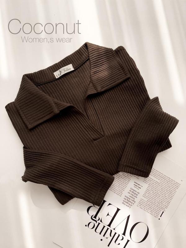 بلوز کشبافت یقه شکاری🍁