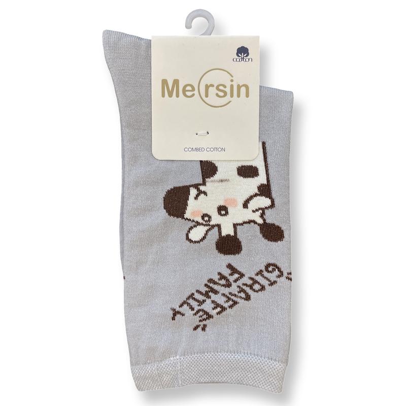 جوراب ساق دار زنانه فانتزی - برند مرسین - طرح زرافه طوسی