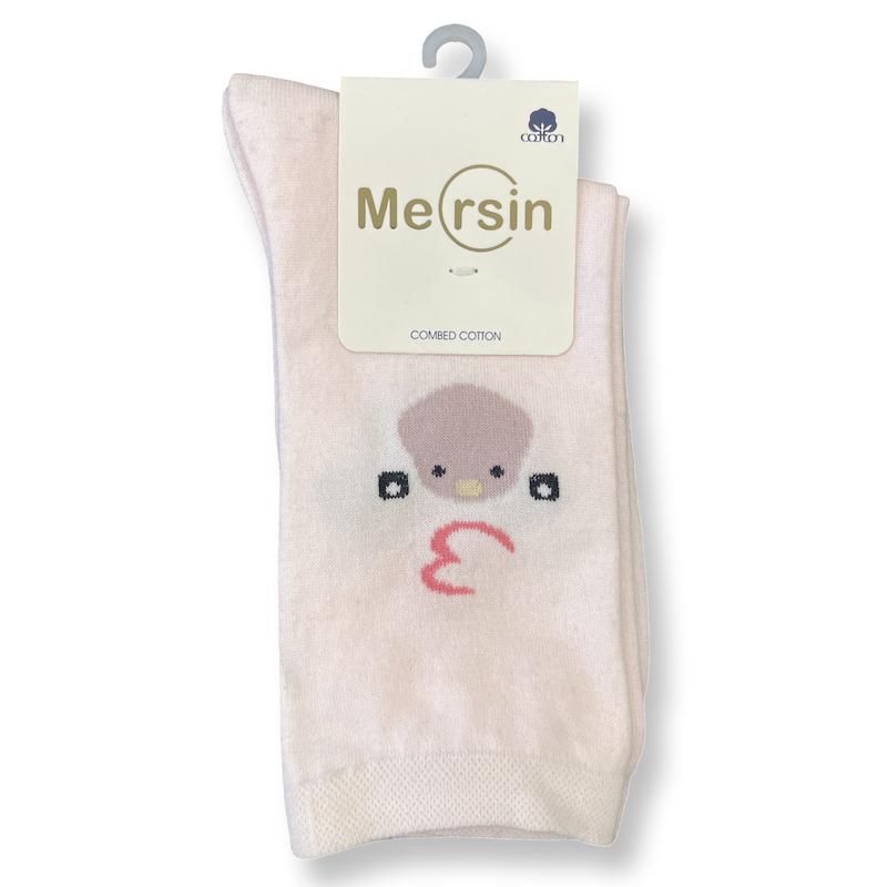 جوراب ساق دار زنانه فانتزی - برند مرسین - طرح جوجه صورتی