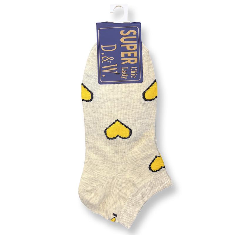 جوراب مچی زنانه - برند SUPER D&W - طرح قلب طوسی شنی