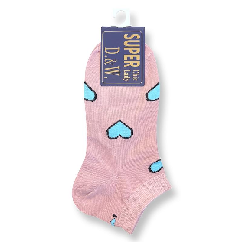 جوراب مچی زنانه - برند SUPER D&W - طرح قلب صورتی