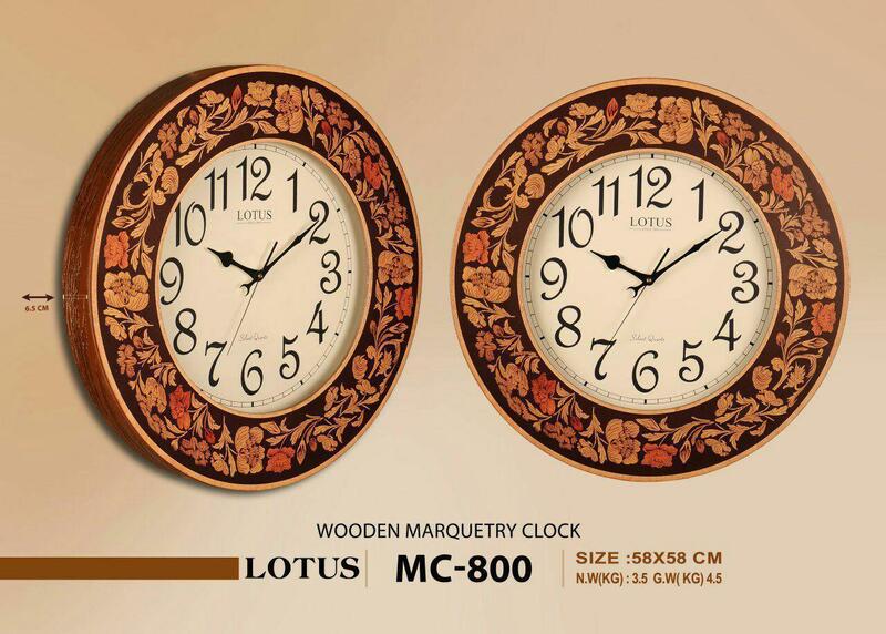 ساعت لوتوس گرد چوبی معرق MC-800