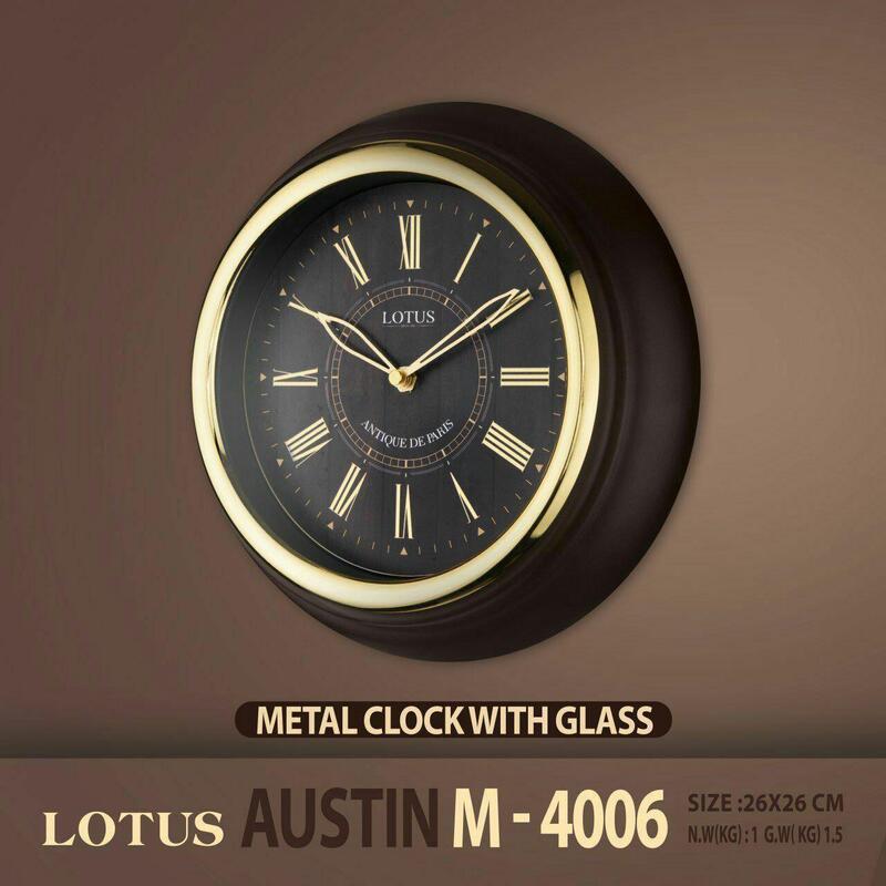ساعت دیواری دور فلزی لوتوس مدل AUSTIN M4006