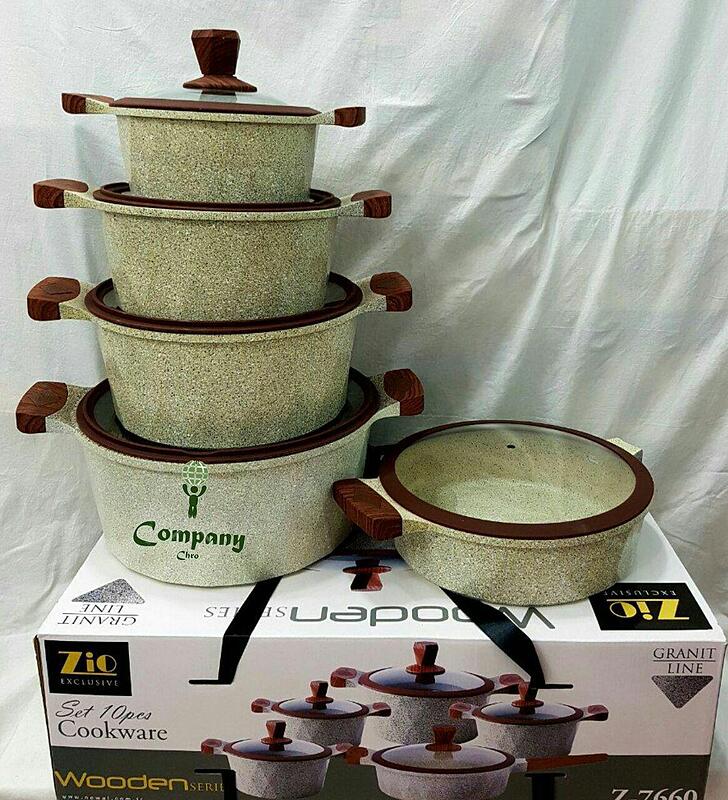 سرویس 10 پارچه گرانیتی دسته چوبی کائوچو زیو ترکیه