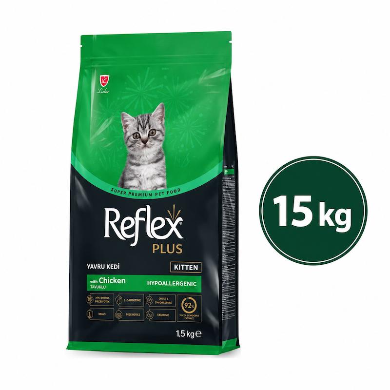 غذای خشک بچه گربه رفلکس پلاس Reflex Plus Kitten مدل کیتن با طعم مرغ وزن 15 کیلوگرم
