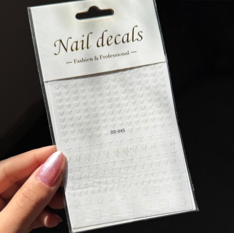 استیکر روسی طرح قلب و اسپارکل سفید کد 845