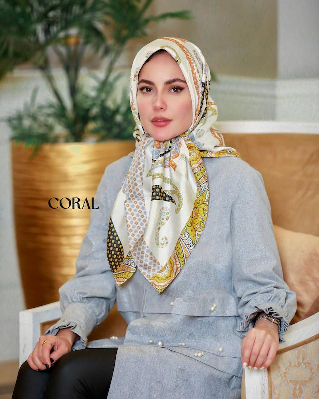 روسری ابریشم پولینی قواره ۹۰ 