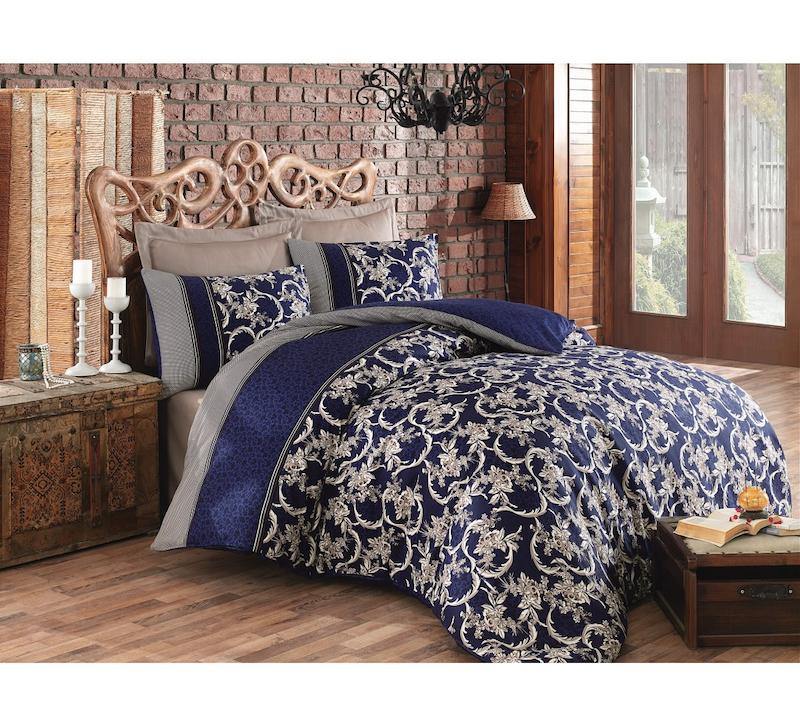 ست کاور ساتن دونفره Baskili Saten - Pera LAcivert