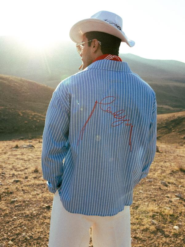 پیراهن کابوی راه‌راه آبی