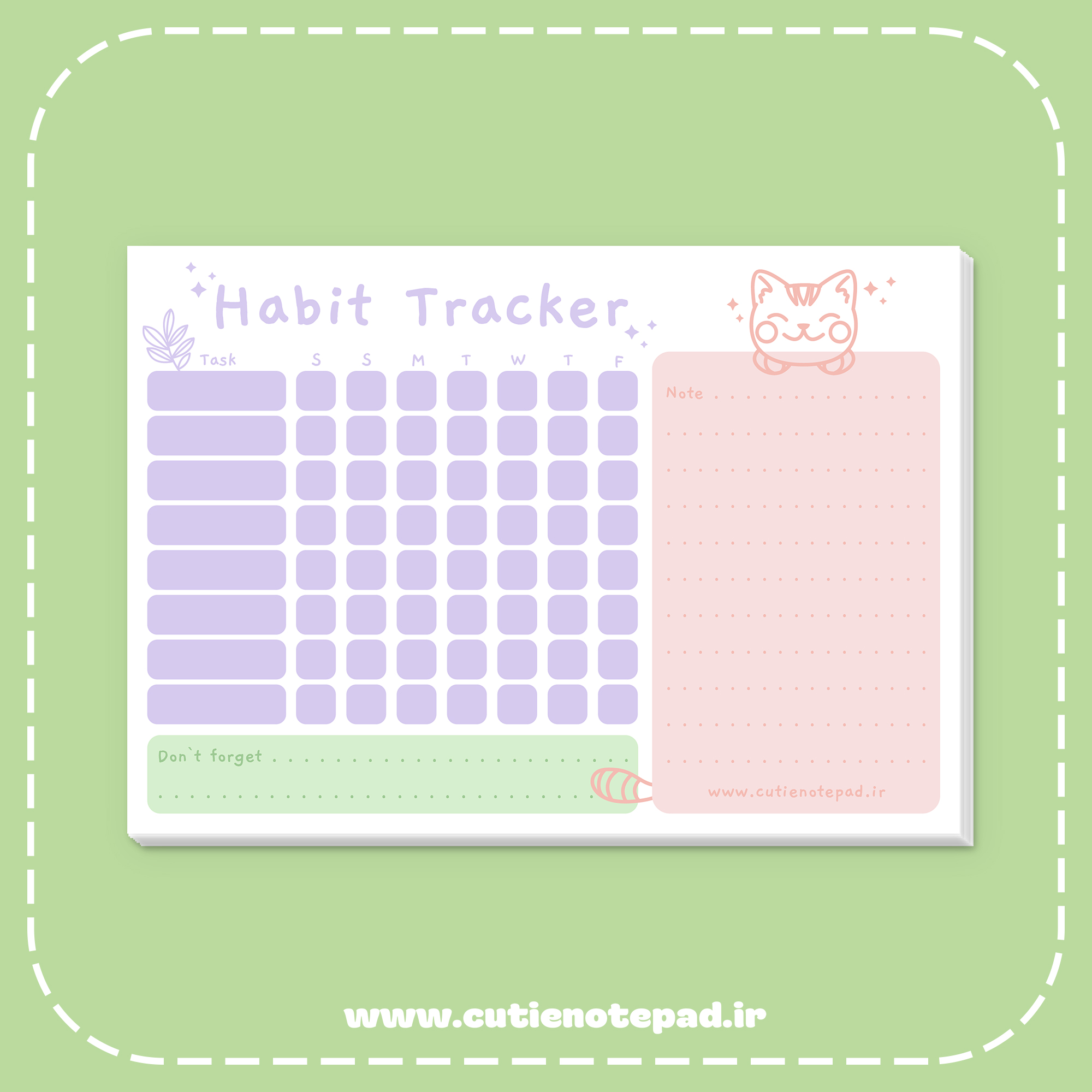 کیوتی نوت پد | Cutie Notepad | هبیت ترکر هفتگی پیشی کوچولو