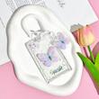 هولدر فتوکارت شفاف طرح Butterfly Acrylic + آویز پلکسی + بند تلفنی (White)