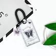 هولدر فتوکارت شفاف طرح Butterfly Acrylic + آویز پلکسی + بند تلفنی (Black)