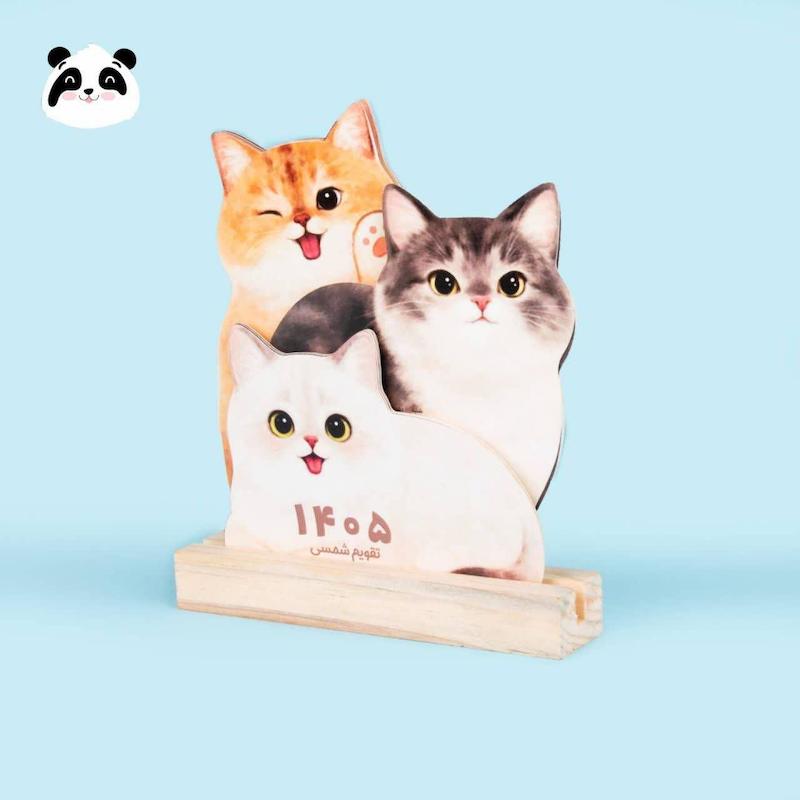 تقویم پایه چوبی ۱۴۰۵ طرح Cat برند Parsam