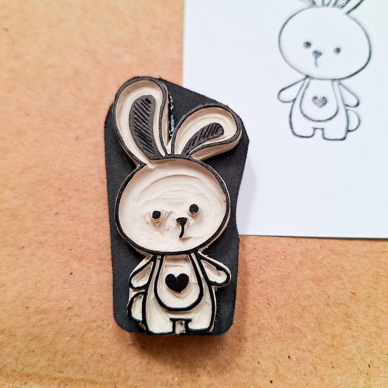 مهر لینویی دستساز Bunny & Heart برند Negin Stamp کد NST-1001