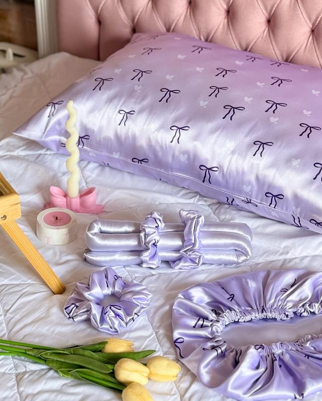 ست ساتن یاسی پاپیونی