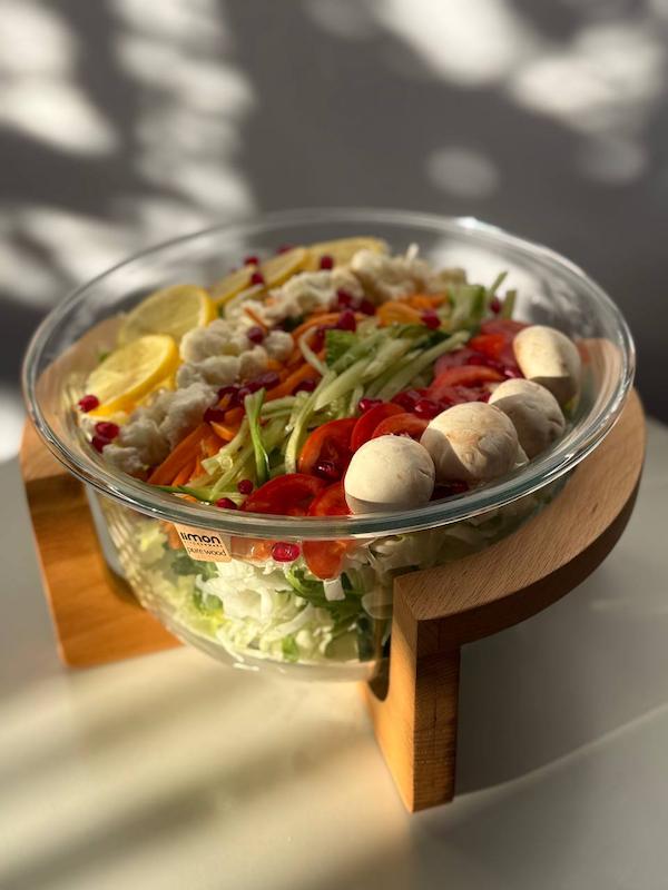 کاسه سرو پایه چوبی لیمون کد 246A