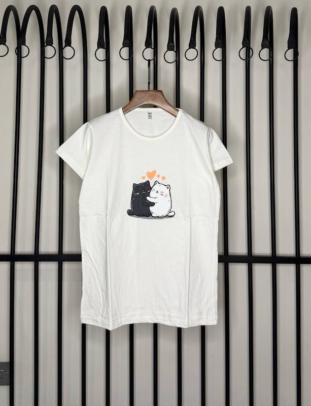 تیشرت پنبه ای دو گربه ی عاشق کد محصول L236