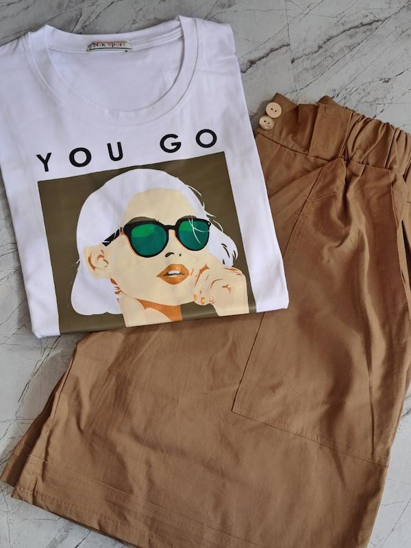 ست کراپ و شورتک دختر عینکی جیب پلیسی