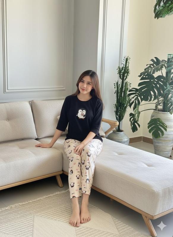 ست بلوز وشلوار استین سه ربع عروسکی چاپی  کد محصول L292