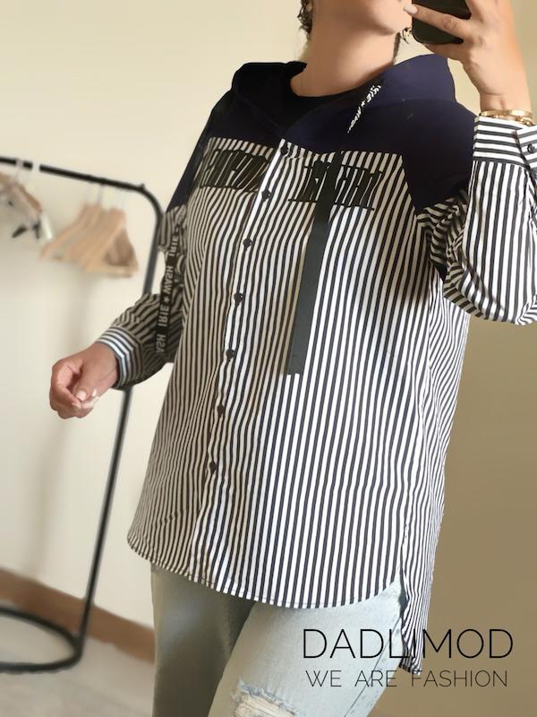 مانتو راه راه کلاهدارNOPORS کد محصول L296