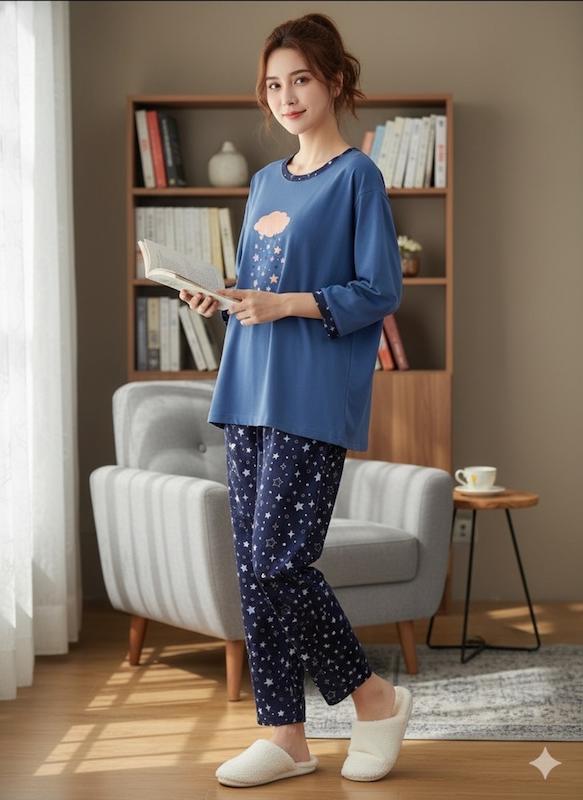 ست تیشرت استین سه رب وشلوار عروسکی میکس کد محصول L338