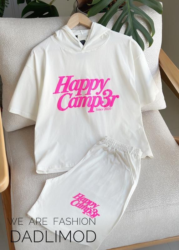 ست کراپ کلاهدار و شورتک قواره دار (happy camp)کد محصول L540