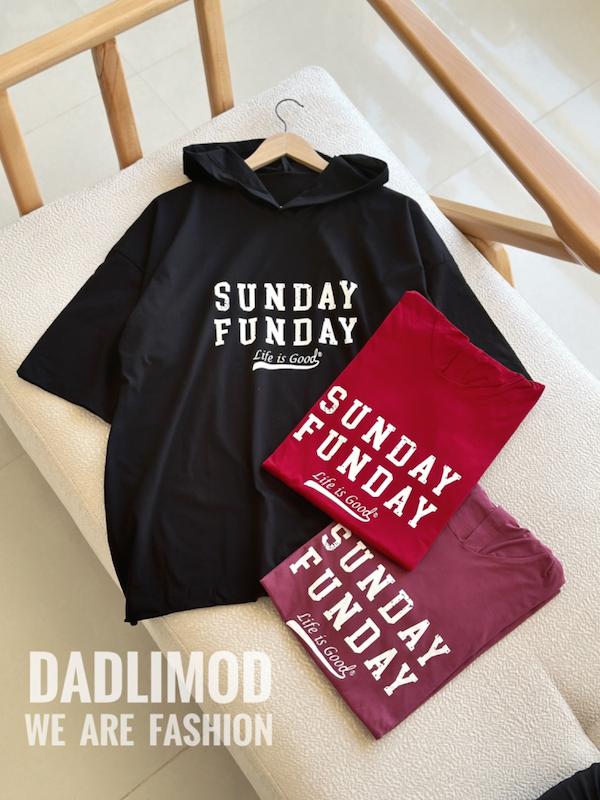 تیشرت لانگ کلاهدار  SUNDAY FUNDAY کد محصول L575