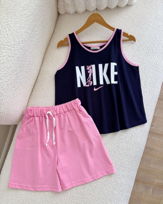 ست تاپ و شورتک Nike پلنگ صورتی کد محصول 577