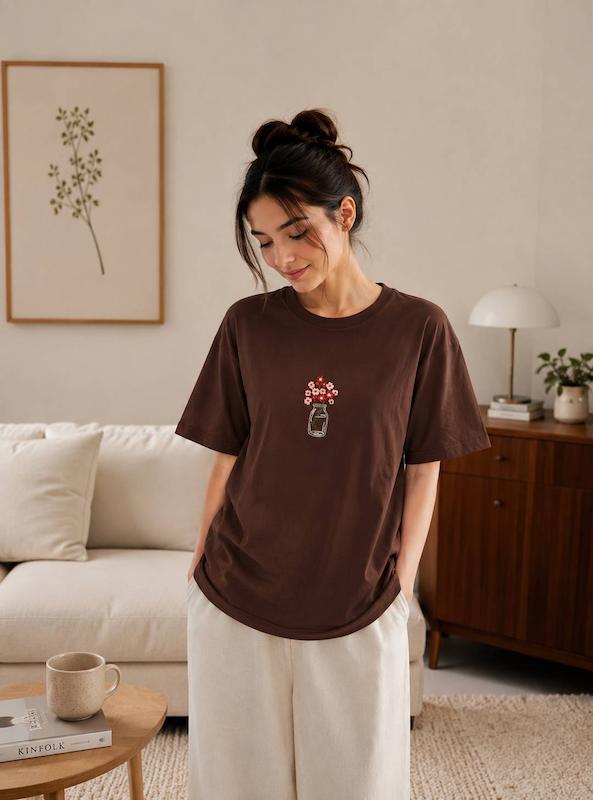 تیشرت قواره دار قواره دار (دسته ی گل) کد محصول 580