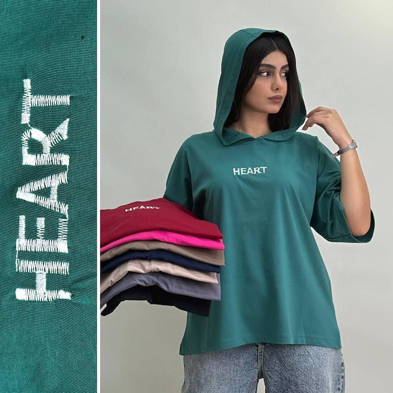 تیشرت سوپر باکسی کلاه دار HEART (قلب) کد محصول L614
