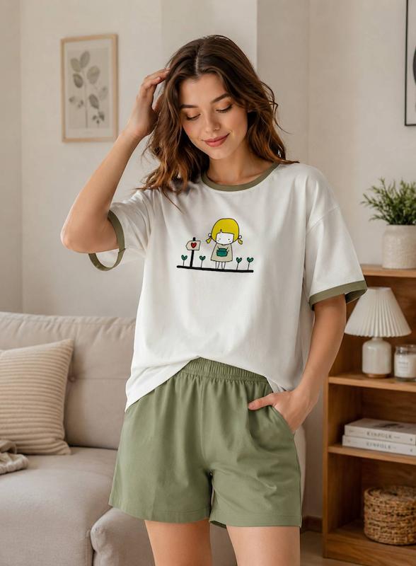 ست تیشرت وشلوارک نواردار کد محصولL641