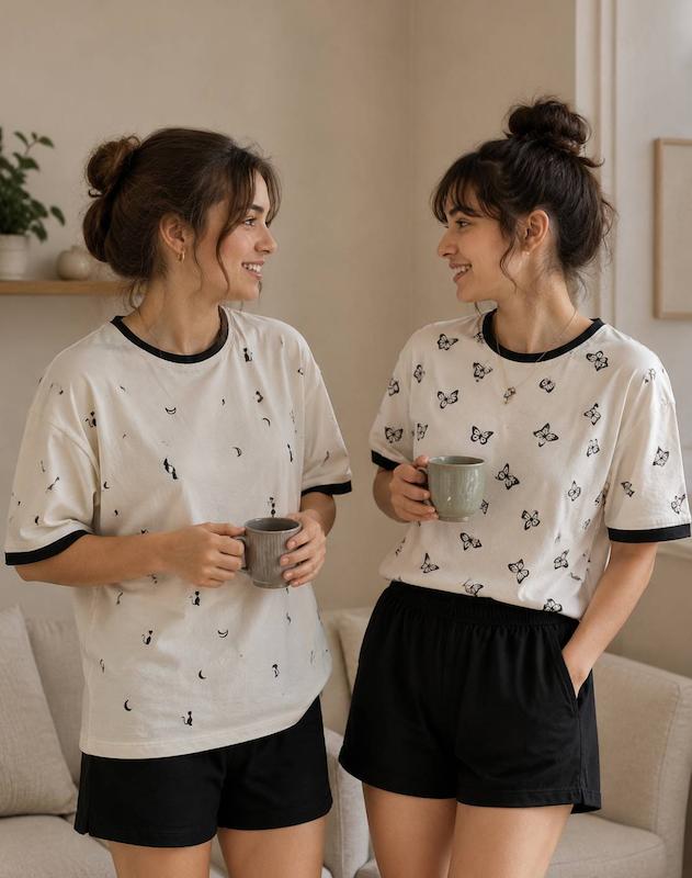 ست تیشرت وشلوارک نواردار کد محصولL641