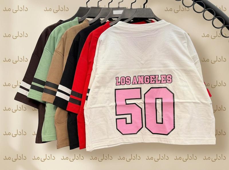 کراپ باکسی یقه ۷ زنانه دورو چاپ کد 750