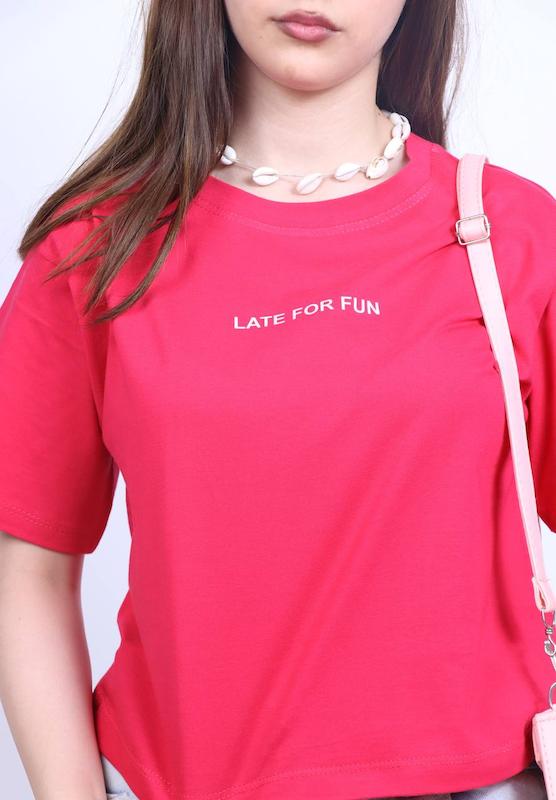 تیشرت کراپ مینیمال Late for fun