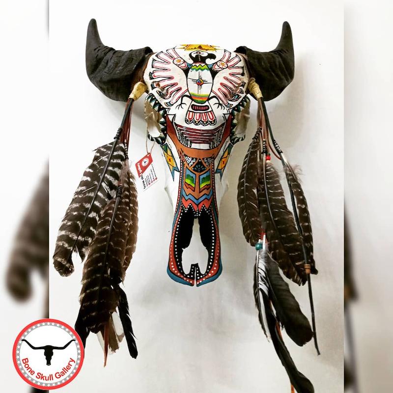 جمجمه گاو میش نقاشی طرح عقاب