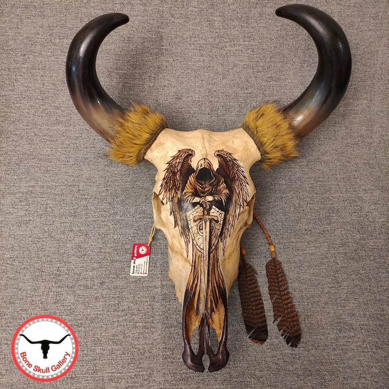 جمجمه گاو هندی نقاشی طرح فرشته مرگ