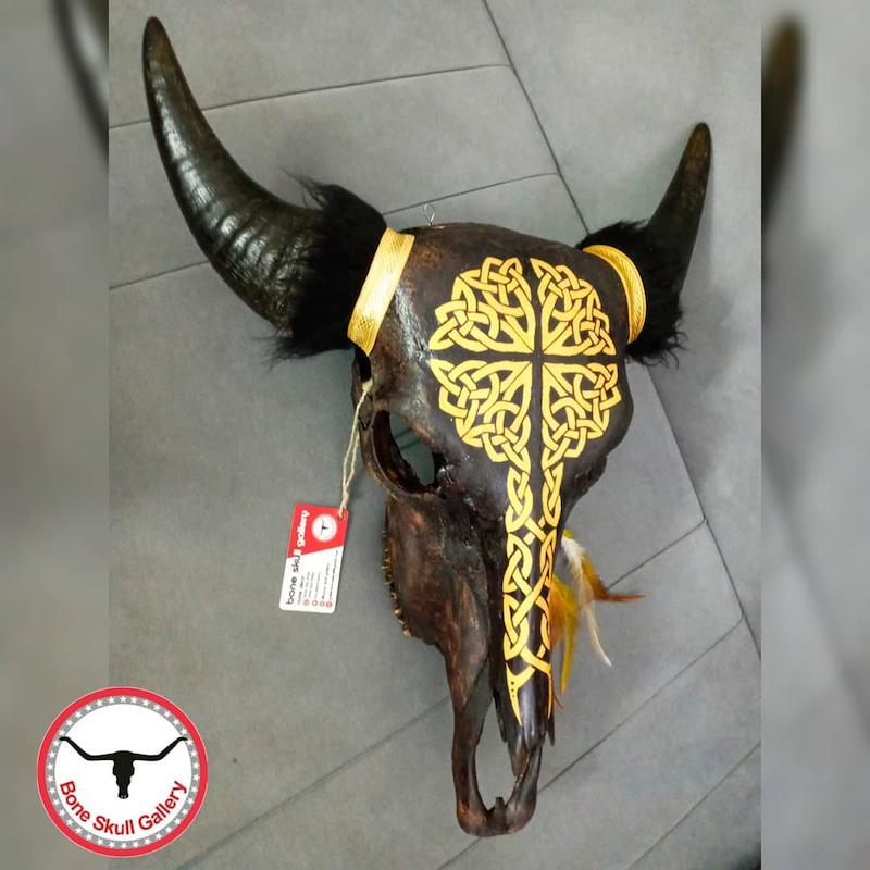 جمجمه گاو میش نقاشی طرح درخت