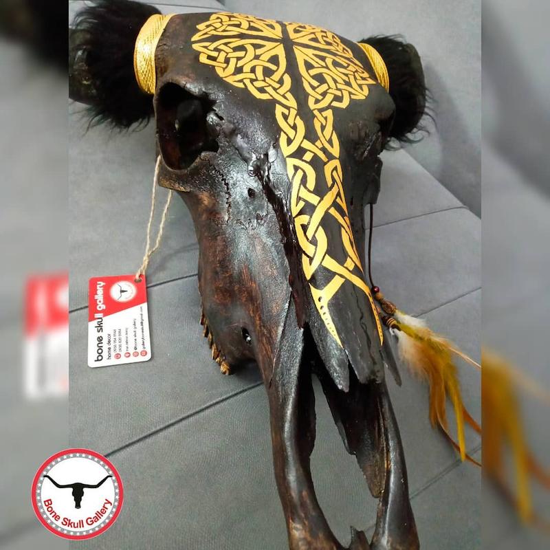 جمجمه گاو میش نقاشی طرح درخت