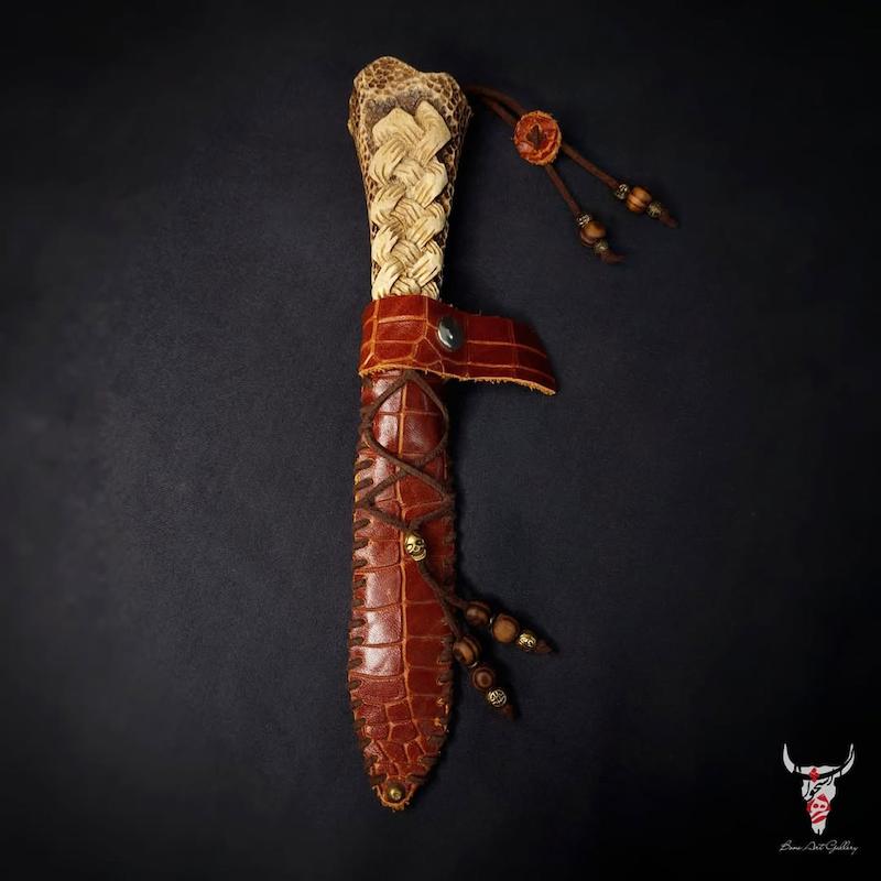 چاقوی دسته استخوان فول حکاکی