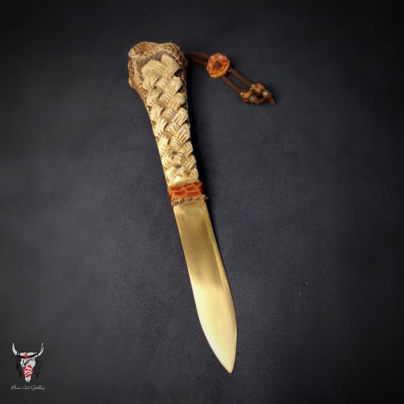 چاقوی دسته استخوان فول حکاکی