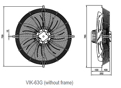 VIK-63G4S2-L هواکش هفت پر فلزی ایلکا بی قاب-مکنده