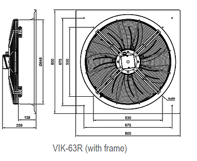  VIK-63R4T3-H فن ایلکا هفت پر فلزی با قاب-مکنده