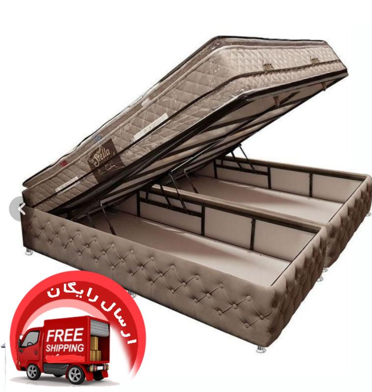 تخت خواب دو نفره باکس لمسه جکدار مدل D B D104