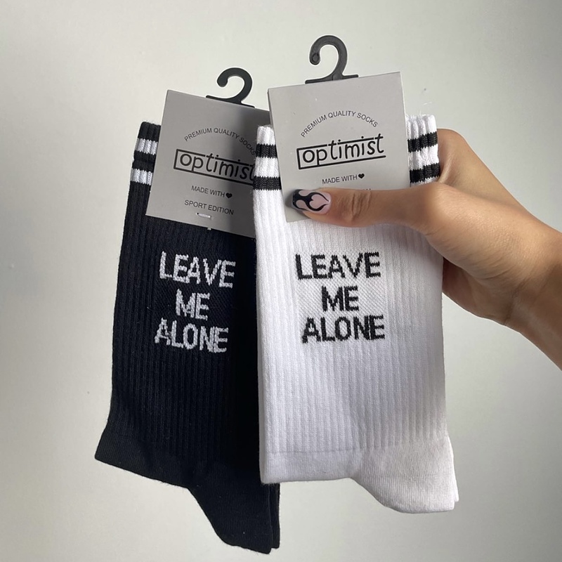 جوراب leave me alone سفيد(سمت راست)