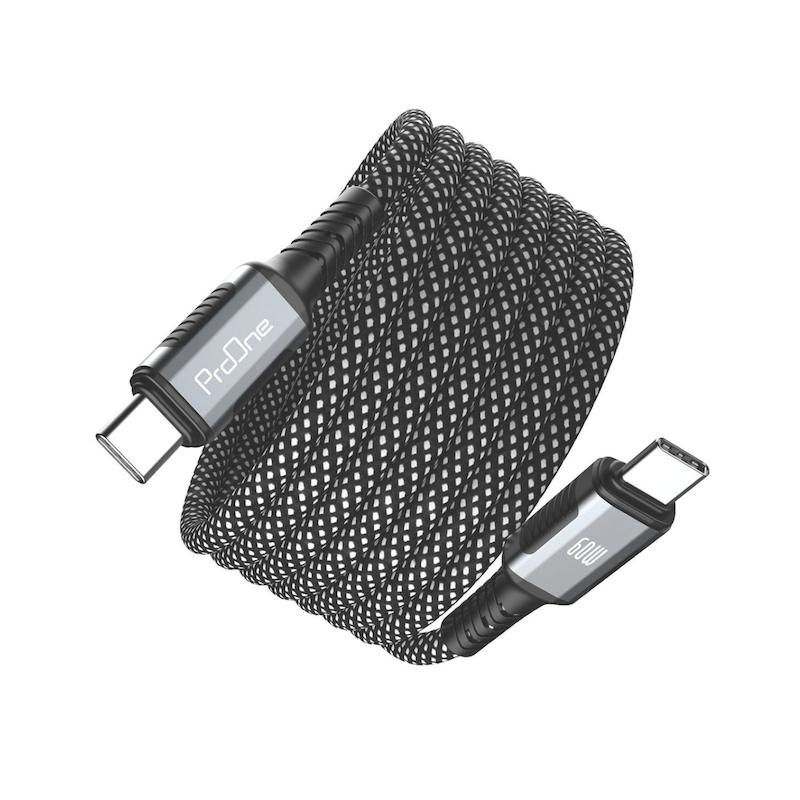 کابل Type-C به Type-C پرووان مدل Orbit PCC104 60W طول 1 متر