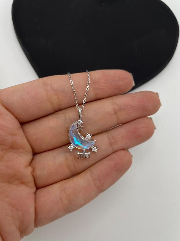 گردنبند ماه سوارسکی با زنجیر