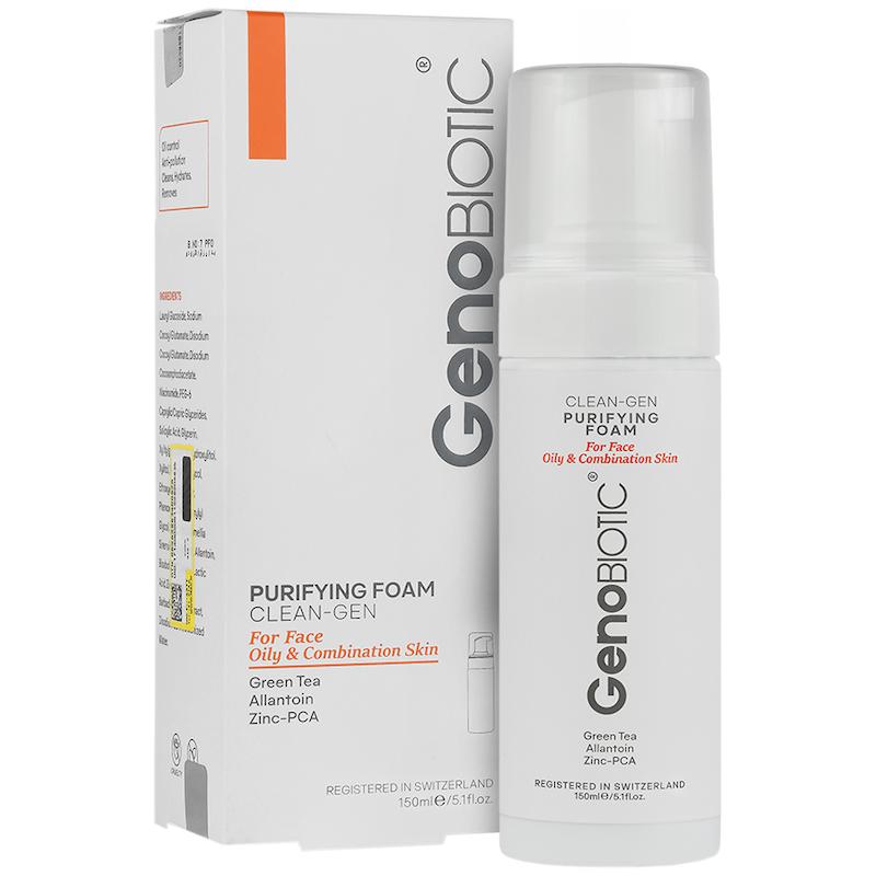 فوم شستشوی صورت پوست چرب و مختلط کلین ژن ژنوبایتیک Cleangen Skin Cleansing Purifying Face Foam  Geno Biotic
