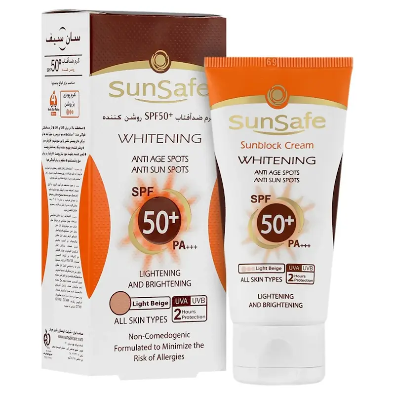 کرم ضدآفتاب و روشن کننده (SPF 50) بژ روشن سان سیف