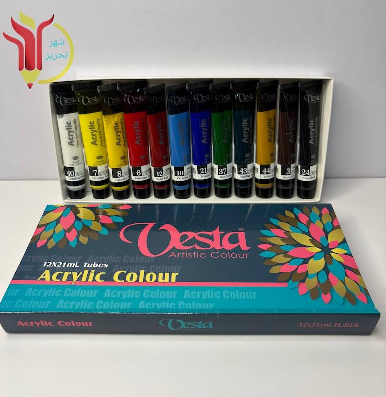 رنگ اکریلیک ۱۲رنگ 21ml وستا