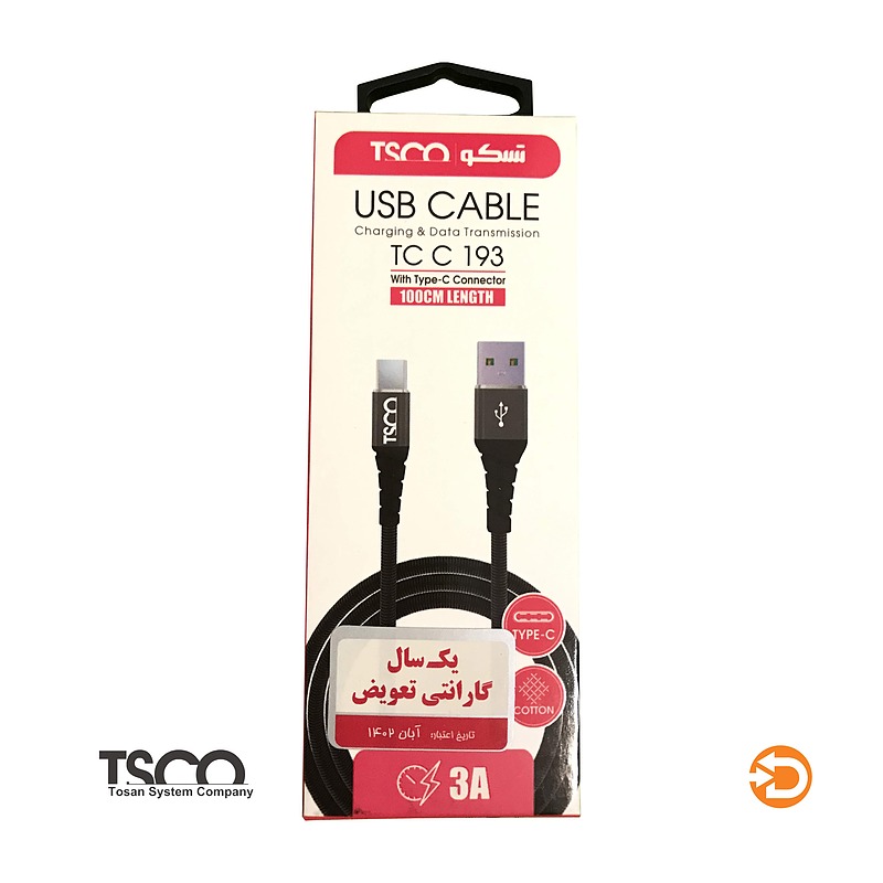 کابل تبدیل USB به USB-C تسکو مدل TC C193 طول 1 متر TSCO